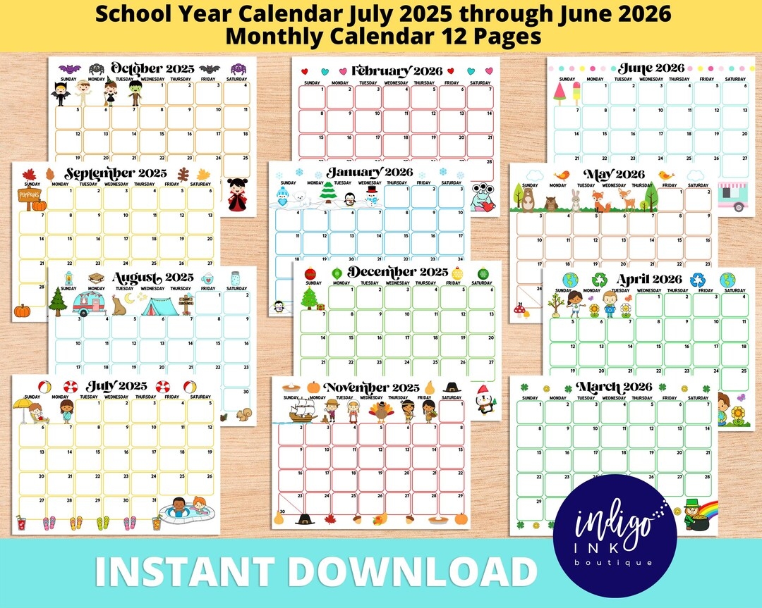 School Calendar July 2025 Thru June 2026 Calendar Monthly Calendar Printable INSTANT DOWNLOAD Printable Calendar Organization For Kids Etsy School Calendar July 2025 Thru June 2026 Calendar Monthly Calendar Printable INSTANT DOWNLOAD Printable Calendar Organization For Kids Etsy