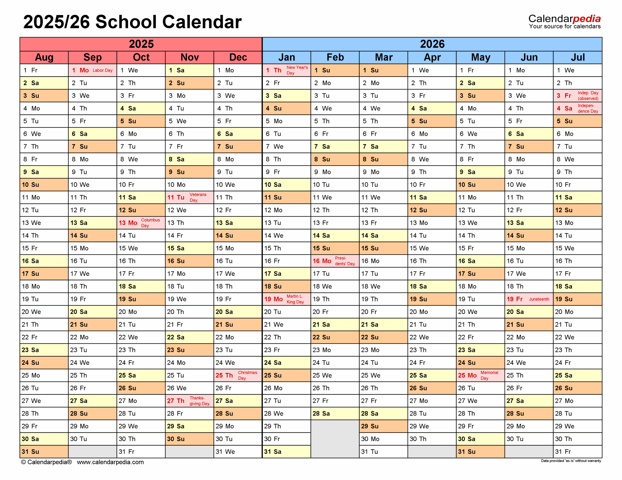 School Calendars 2025 2026 Free Printable PDF Templates School Calendars 2025 2026 Free Printable PDF Templates