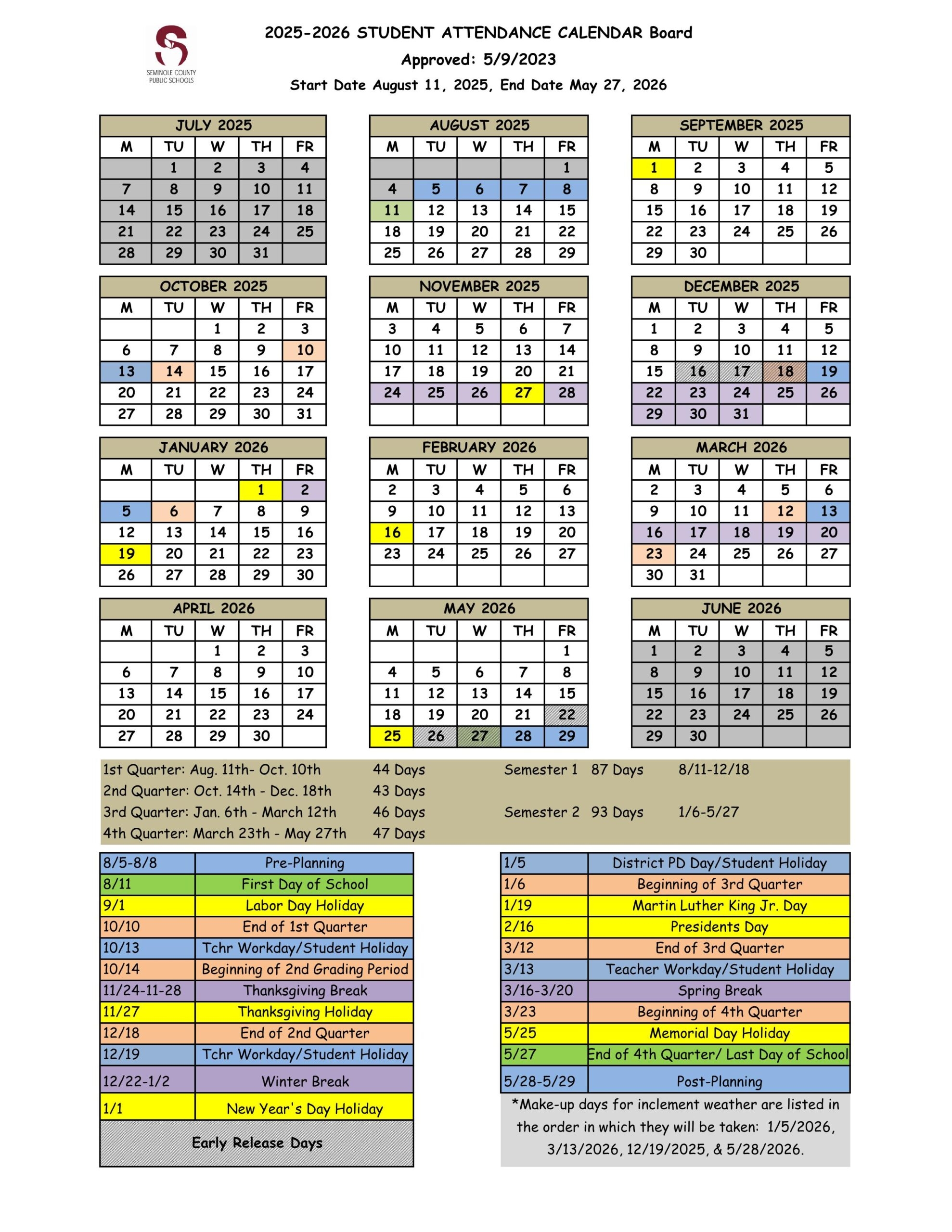 Seminole County Fl Schools Calendar 25 26 PDF EduCounty Seminole County Fl Schools Calendar 25 26 PDF EduCounty
