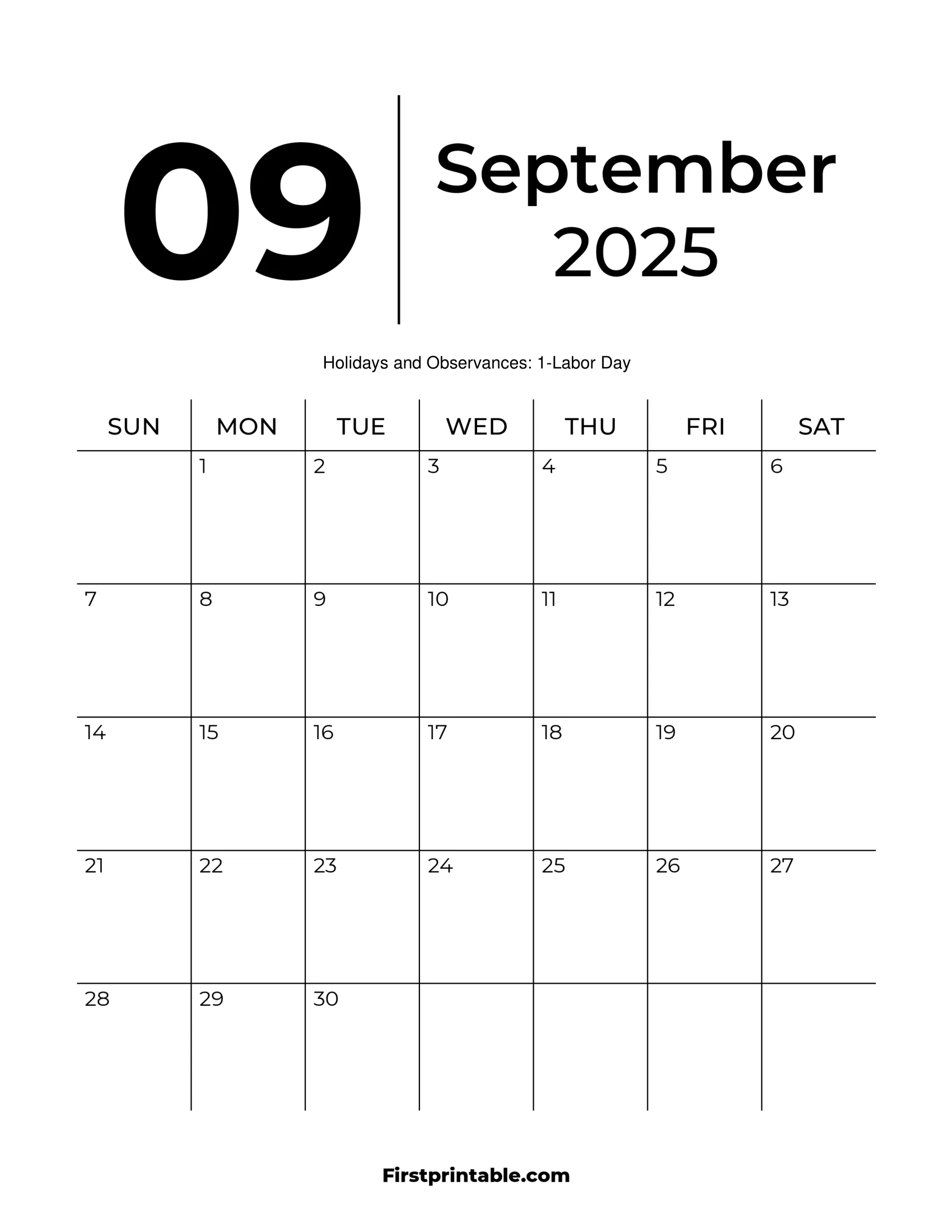 Printable Calendar For September 2025
