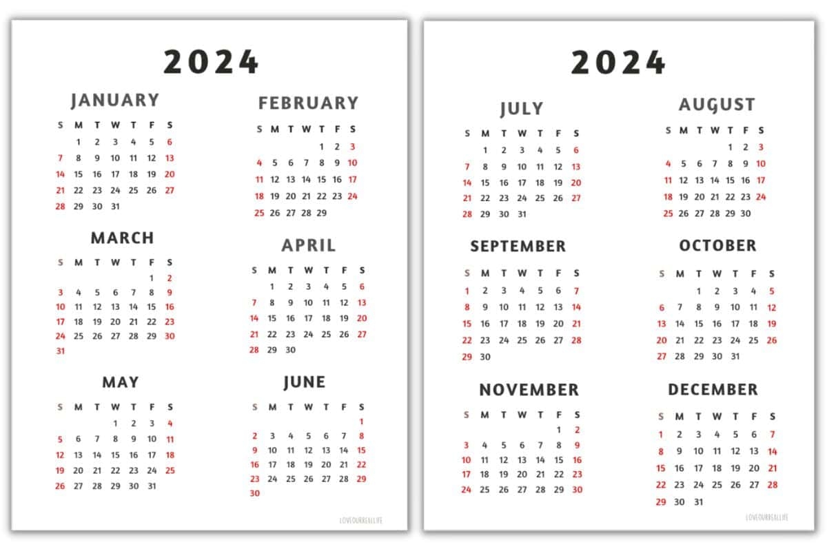 Six Months Calendar Printable FREE Template Love Our Real Life