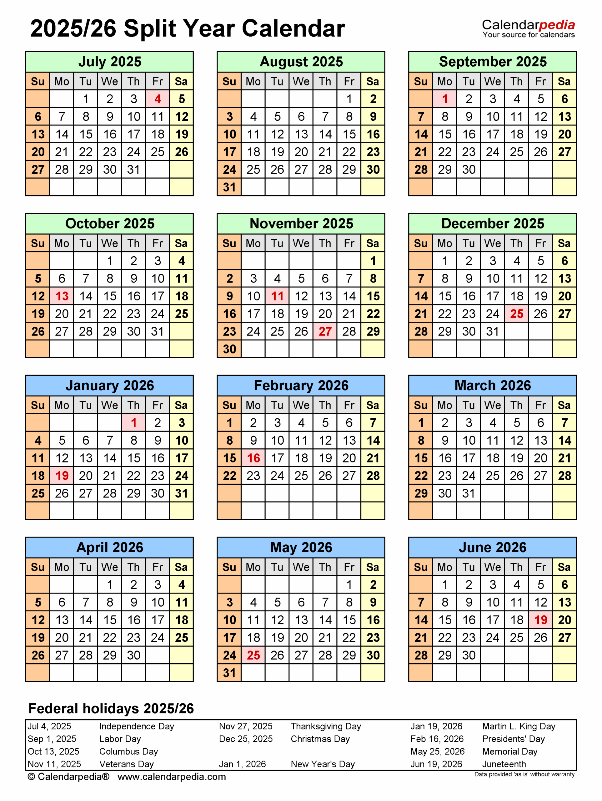 Split Year Calendars 2025 2026 July To June PDF Templates Split Year Calendars 2025 2026 July To June PDF Templates
