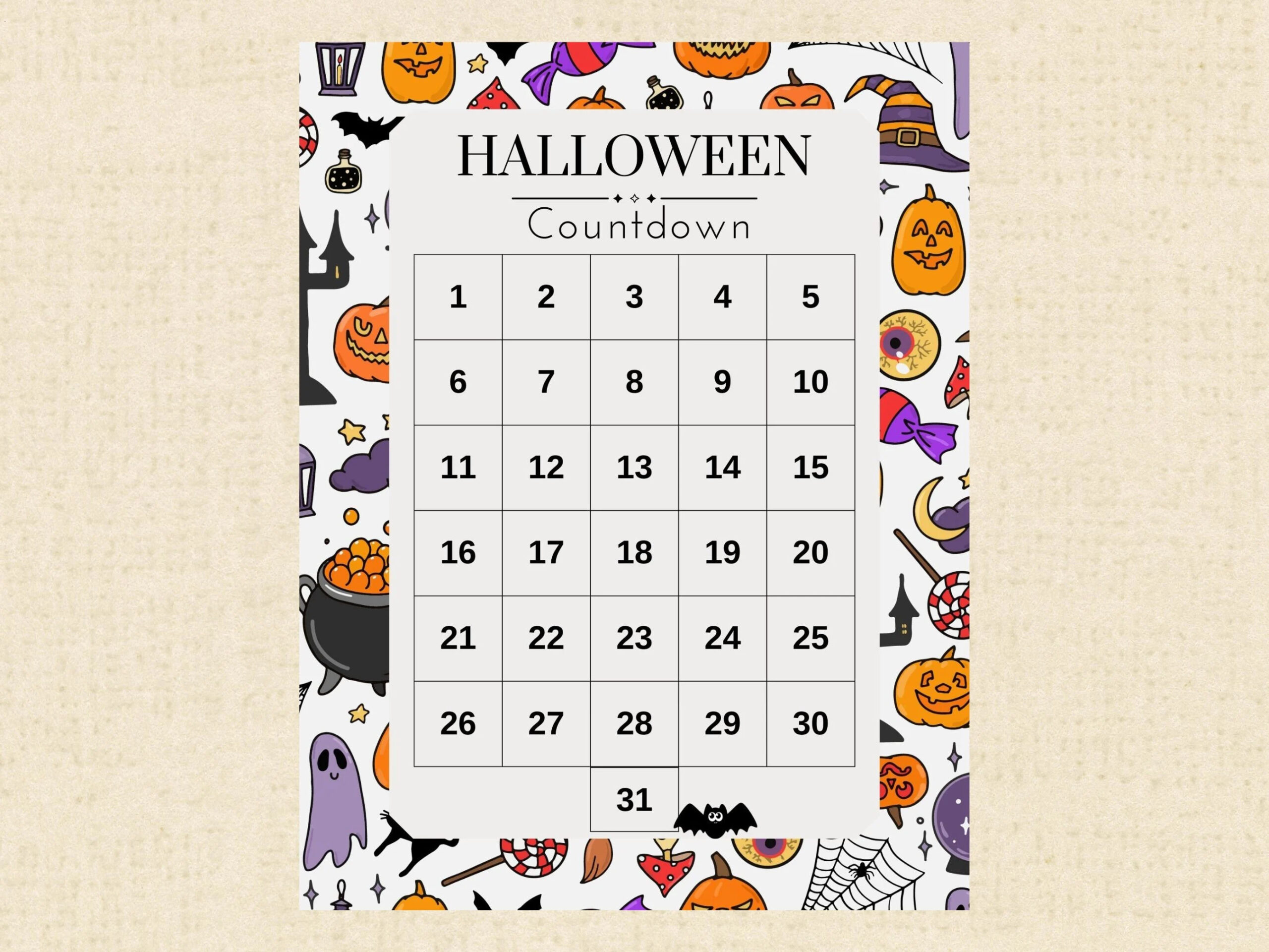 Spooky Halloween Countdown Calendar Printable Get Ready For The Haunt Instant Download PDF Etsy