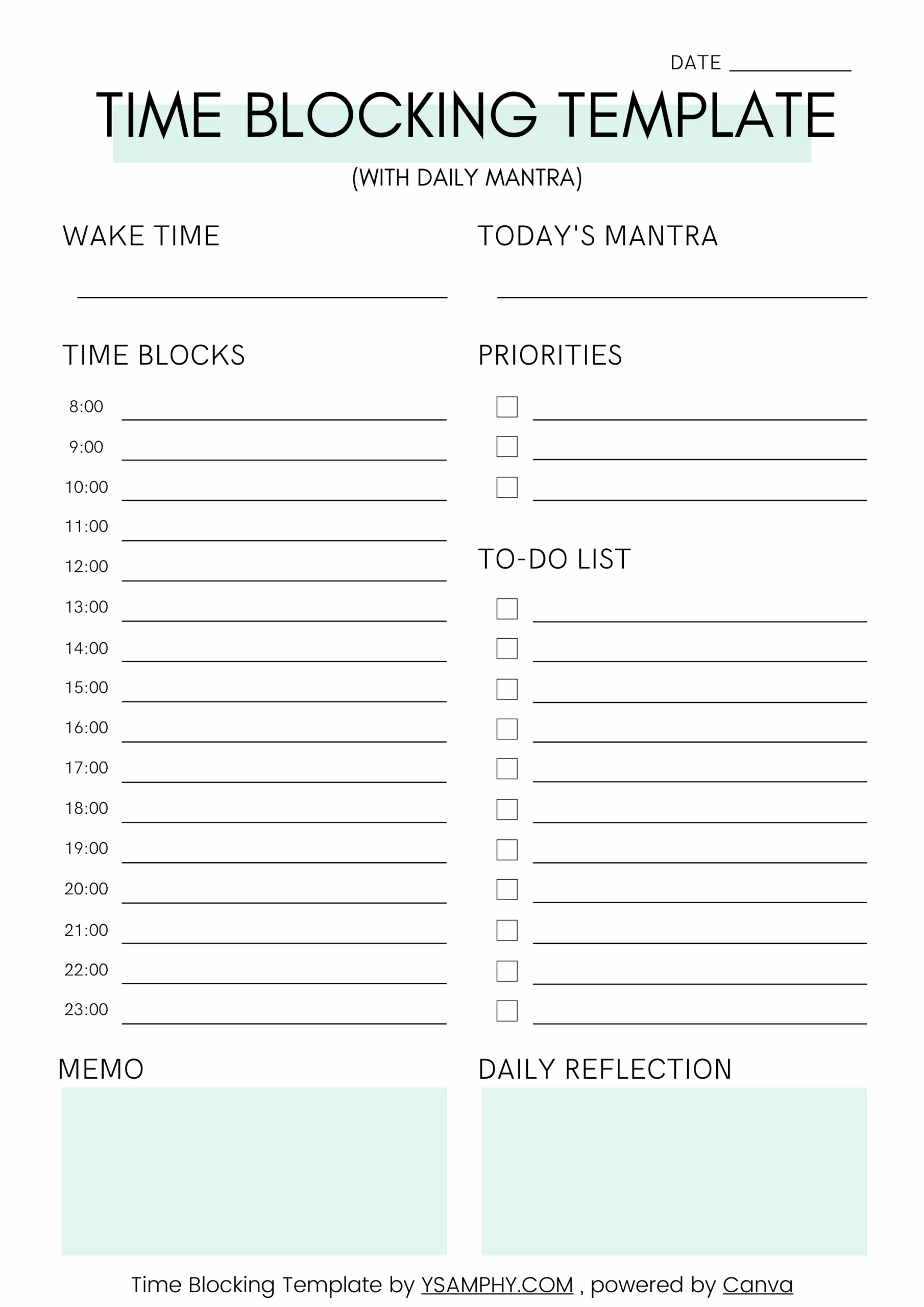 Ten Time Blocking Templates FREE Printable Downloads 