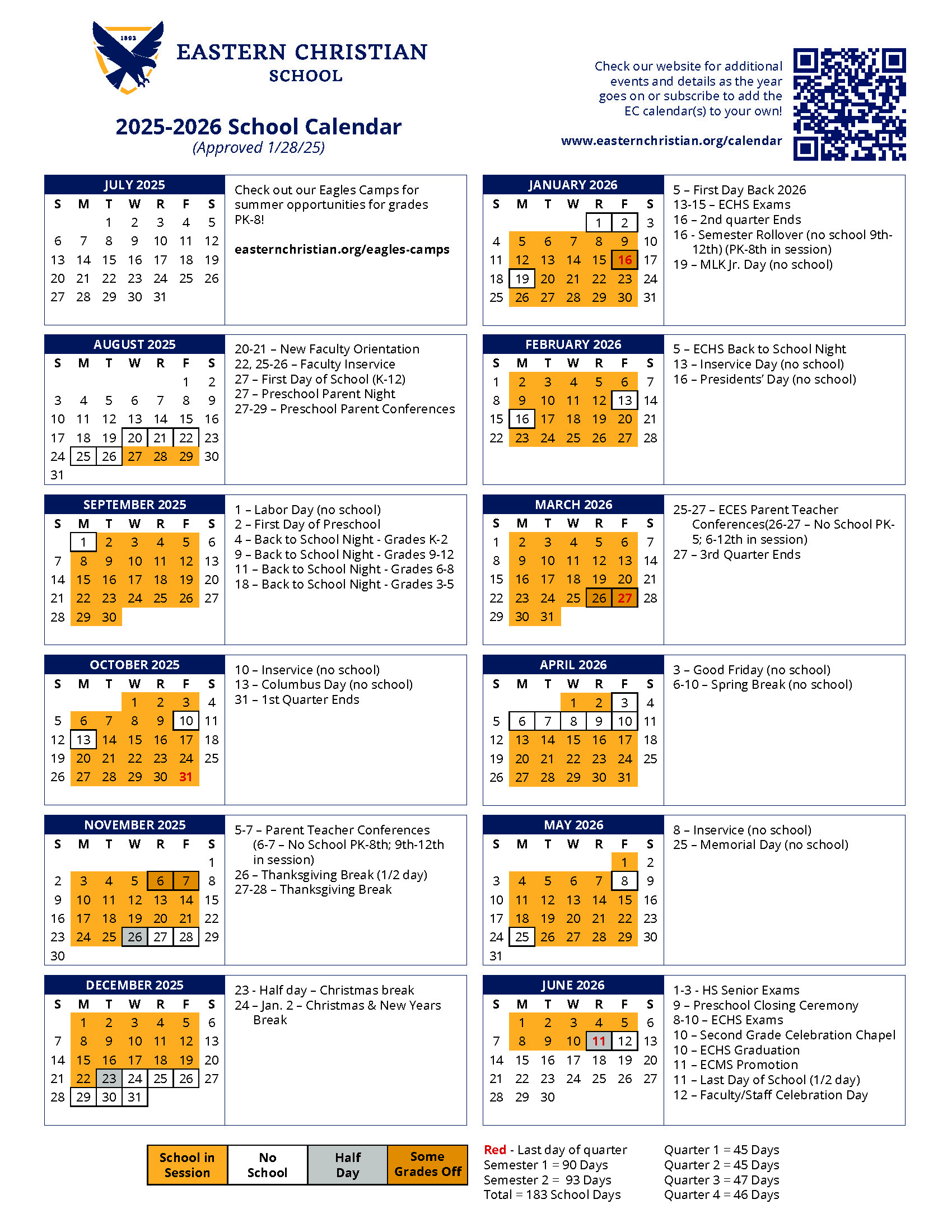 The 2025 2026 School Calendar Is Here Eastern Christian School The 2025 2026 School Calendar Is Here Eastern Christian School