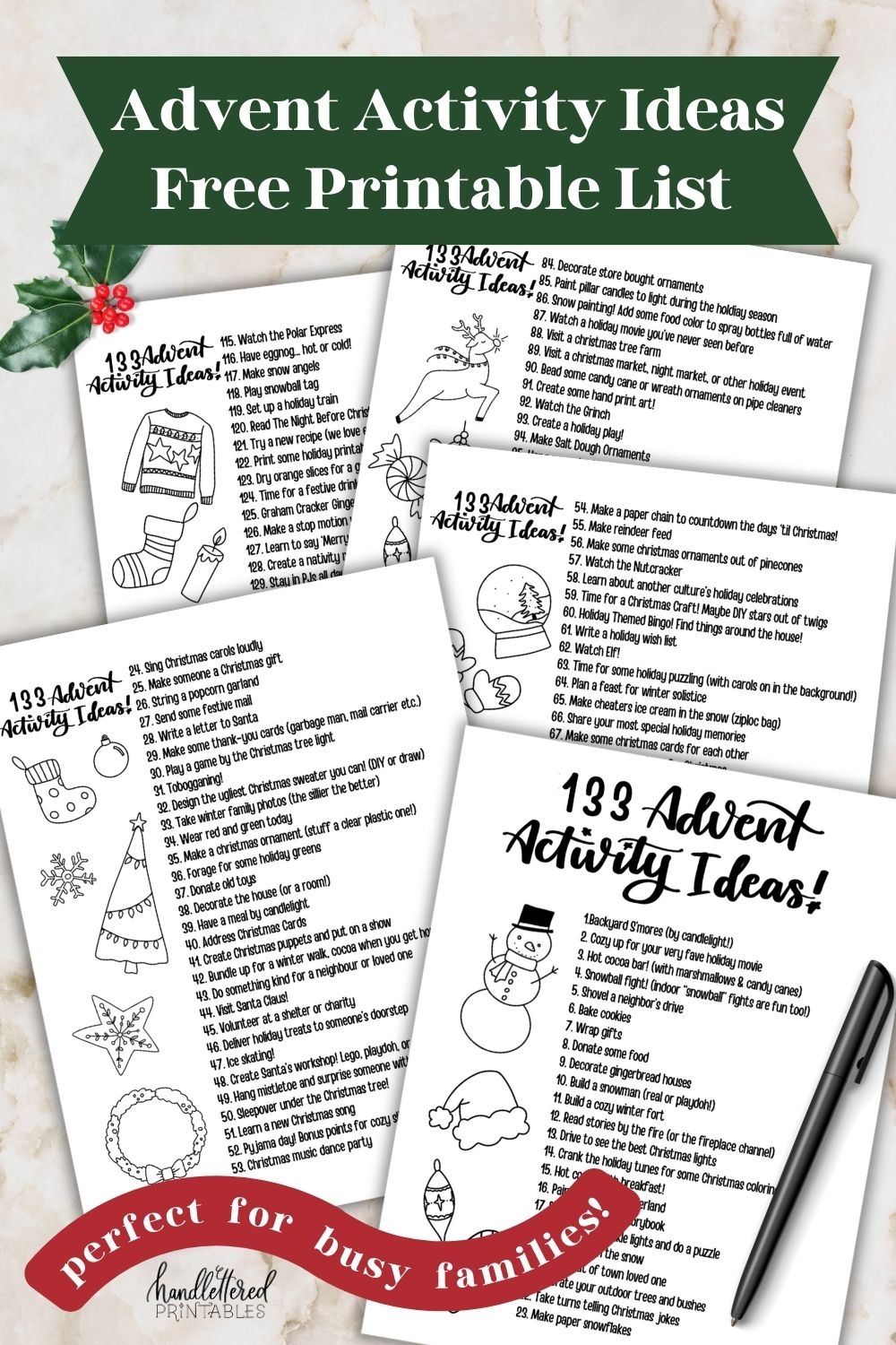 Advent Calendar Ideas Printable