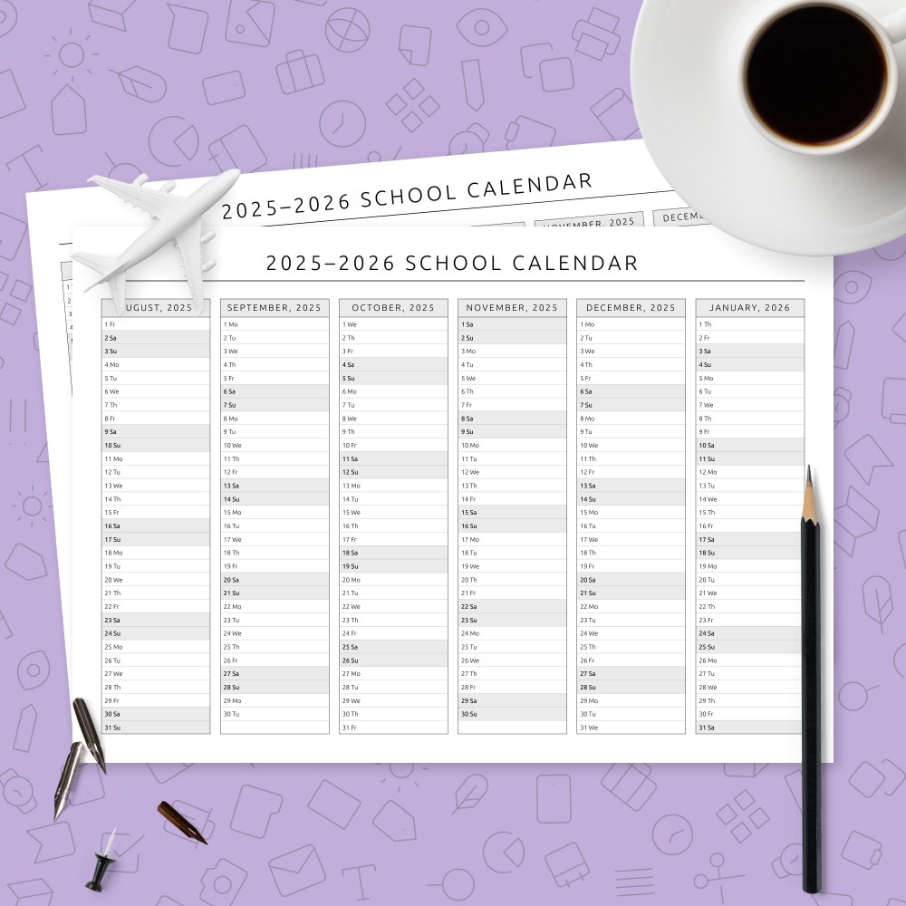Vertical School Calendar Template Template Printable PDF