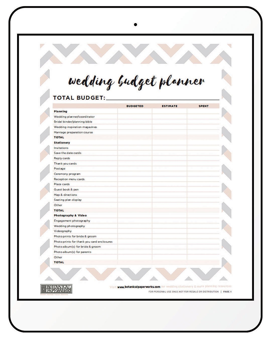 Printable Wedding Planning Calendar