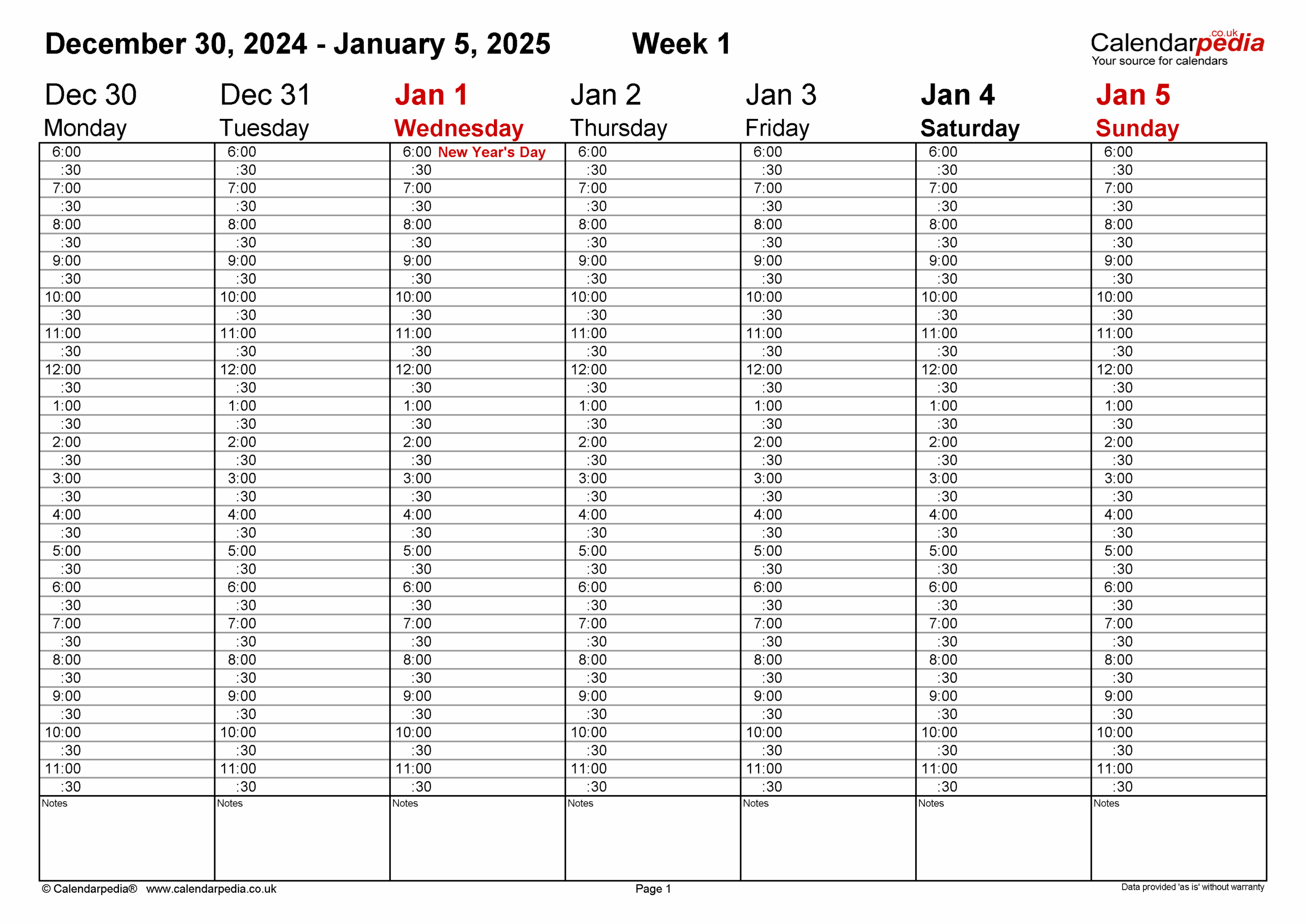 Weekly Calendar 2025 UK Free Printable Templates For PDF