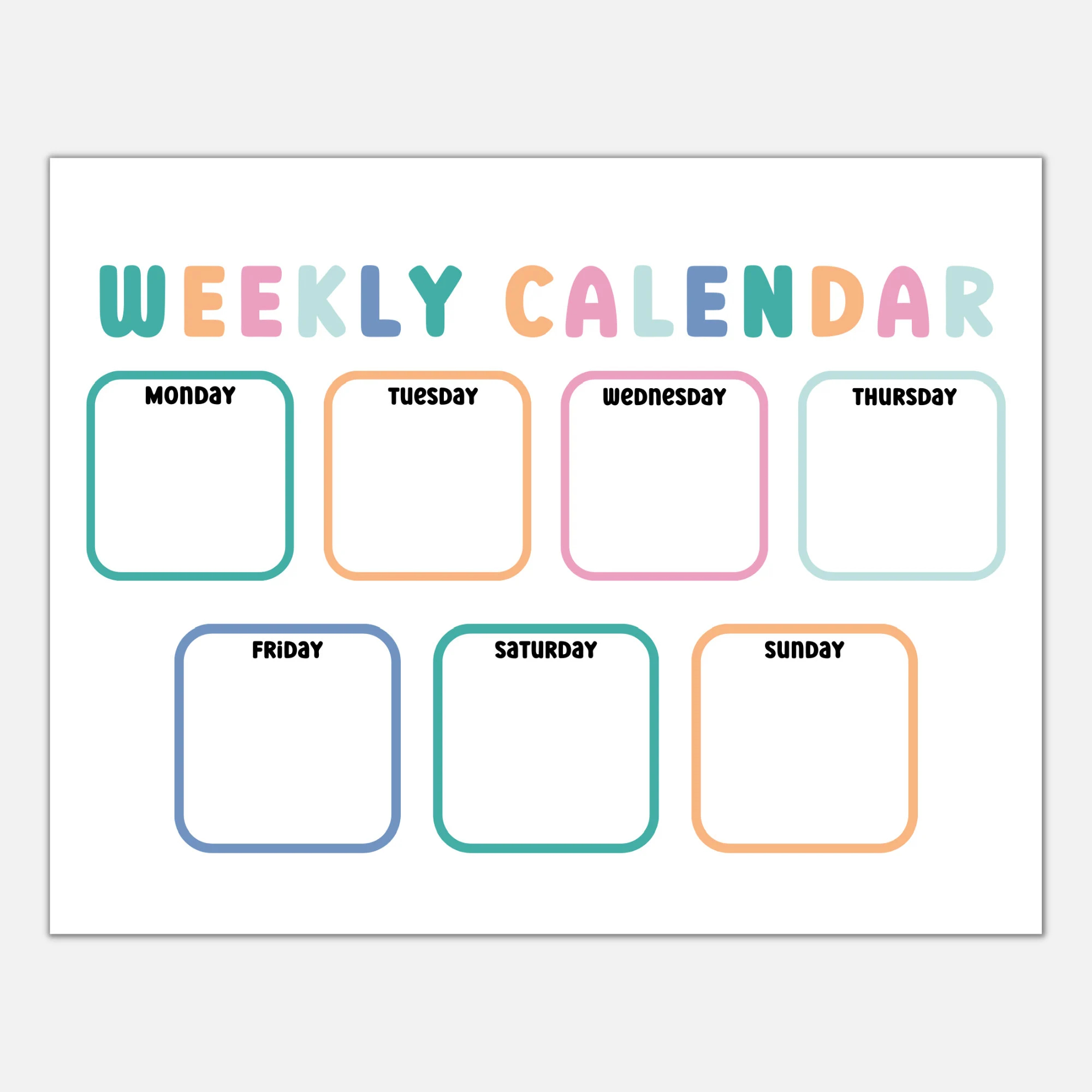 Weekly Calendar For Kids Preschool Printable Printable Planner Days Of The Week Planner Printable Calendar Montessori Printable Etsy