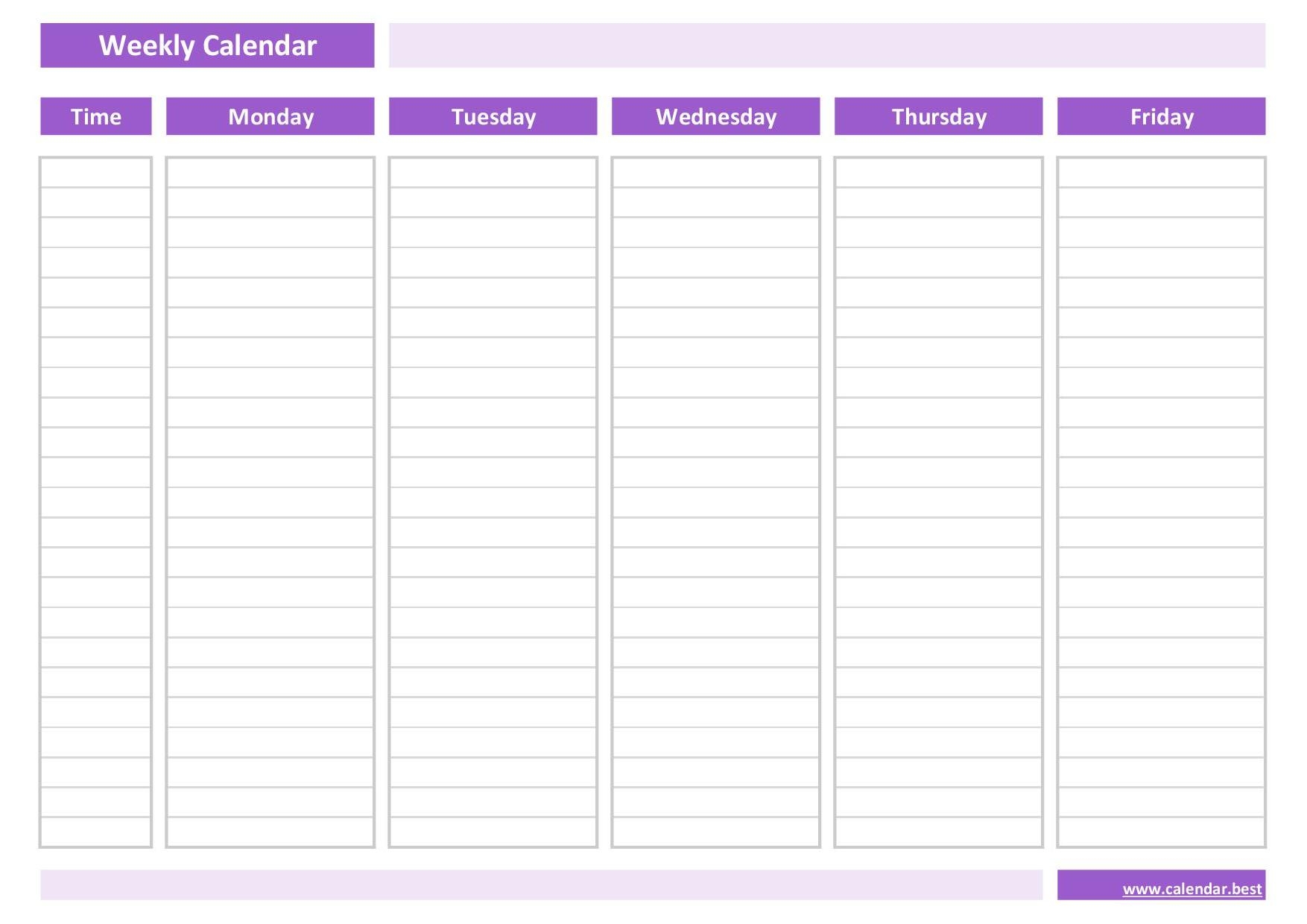 Weekly Calendar Weekly Schedule Calendar best