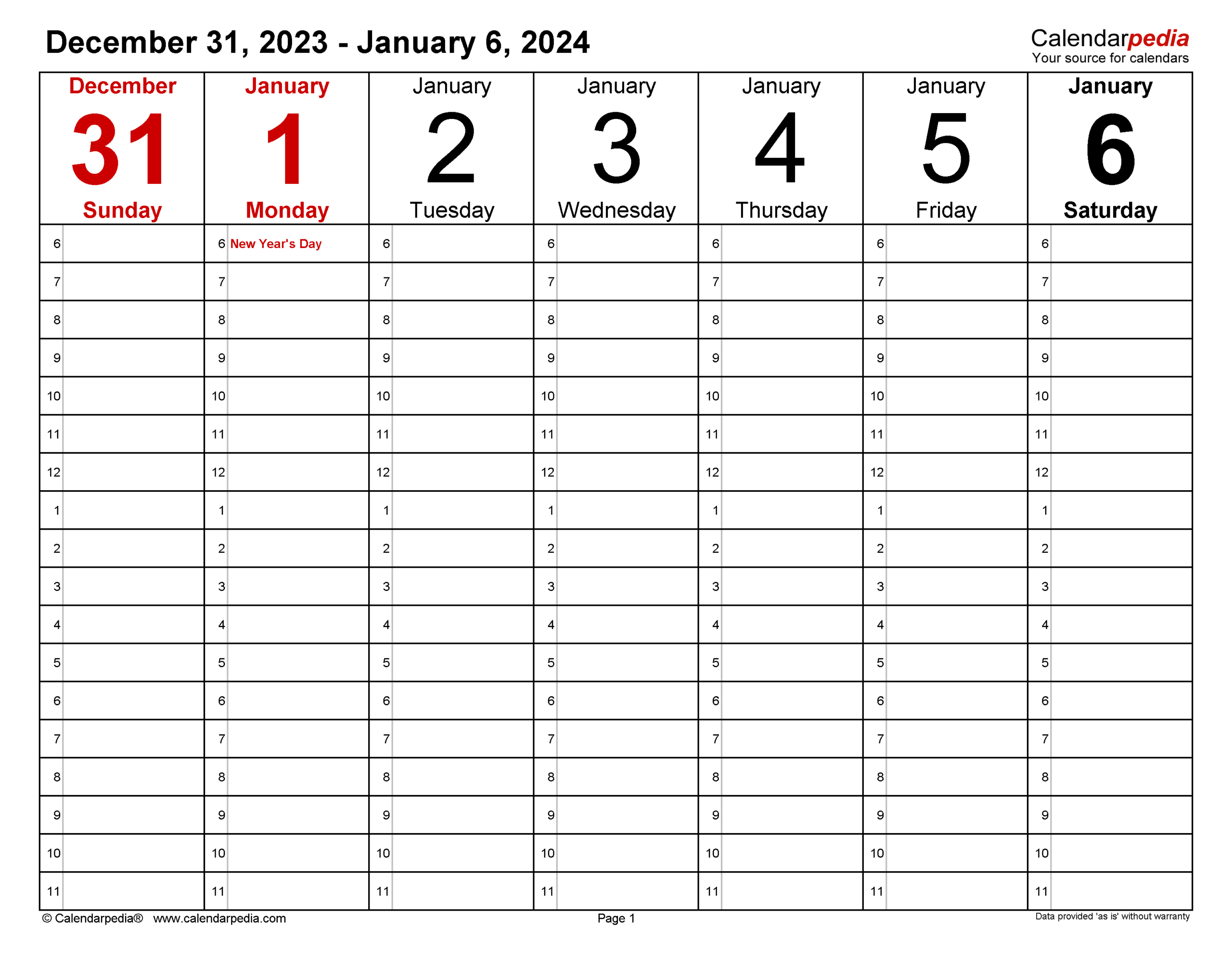 Printable Calendar With Large Writing Space
