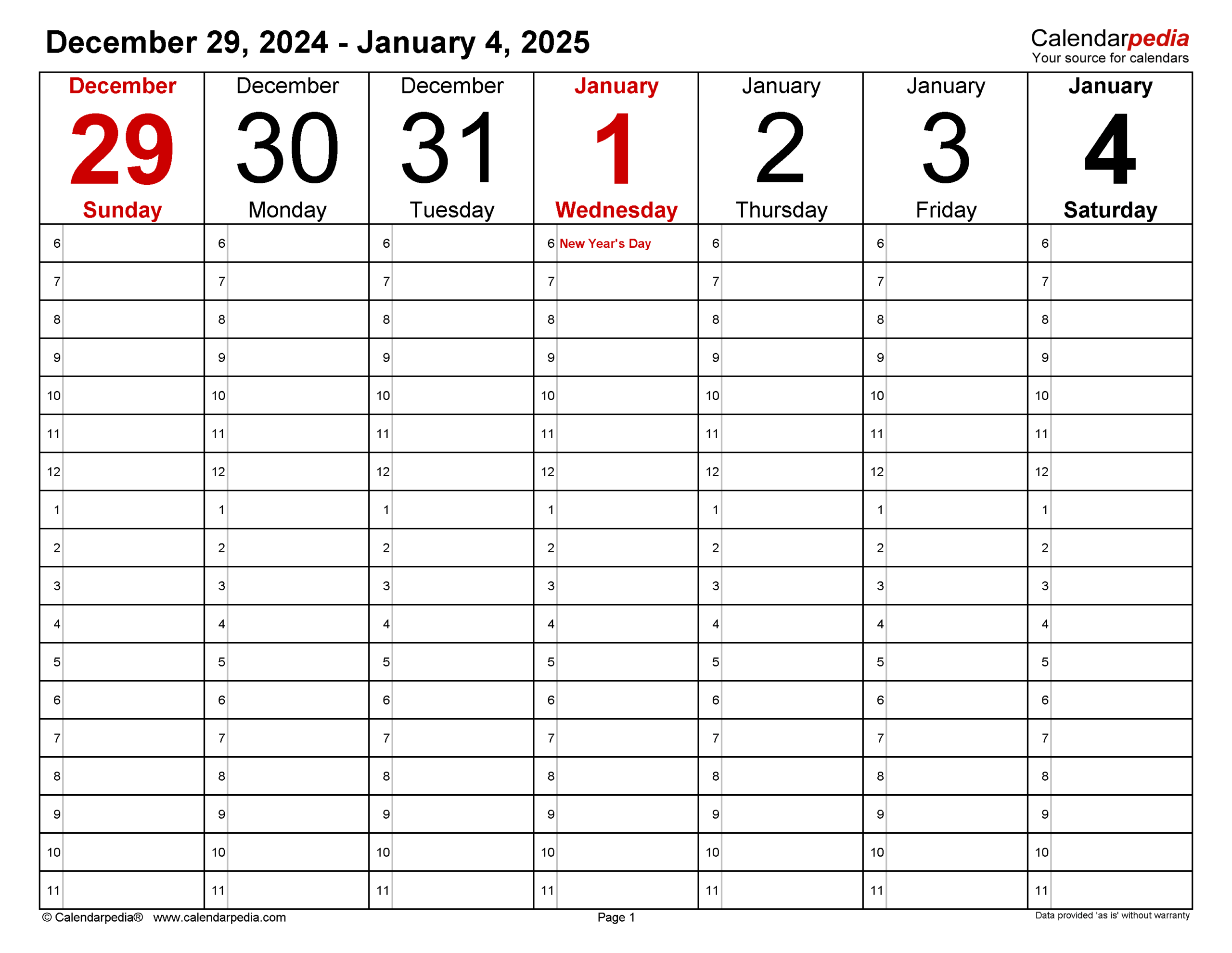 Weekly Calendars 2025 For PDF 12 Free Printable Templates