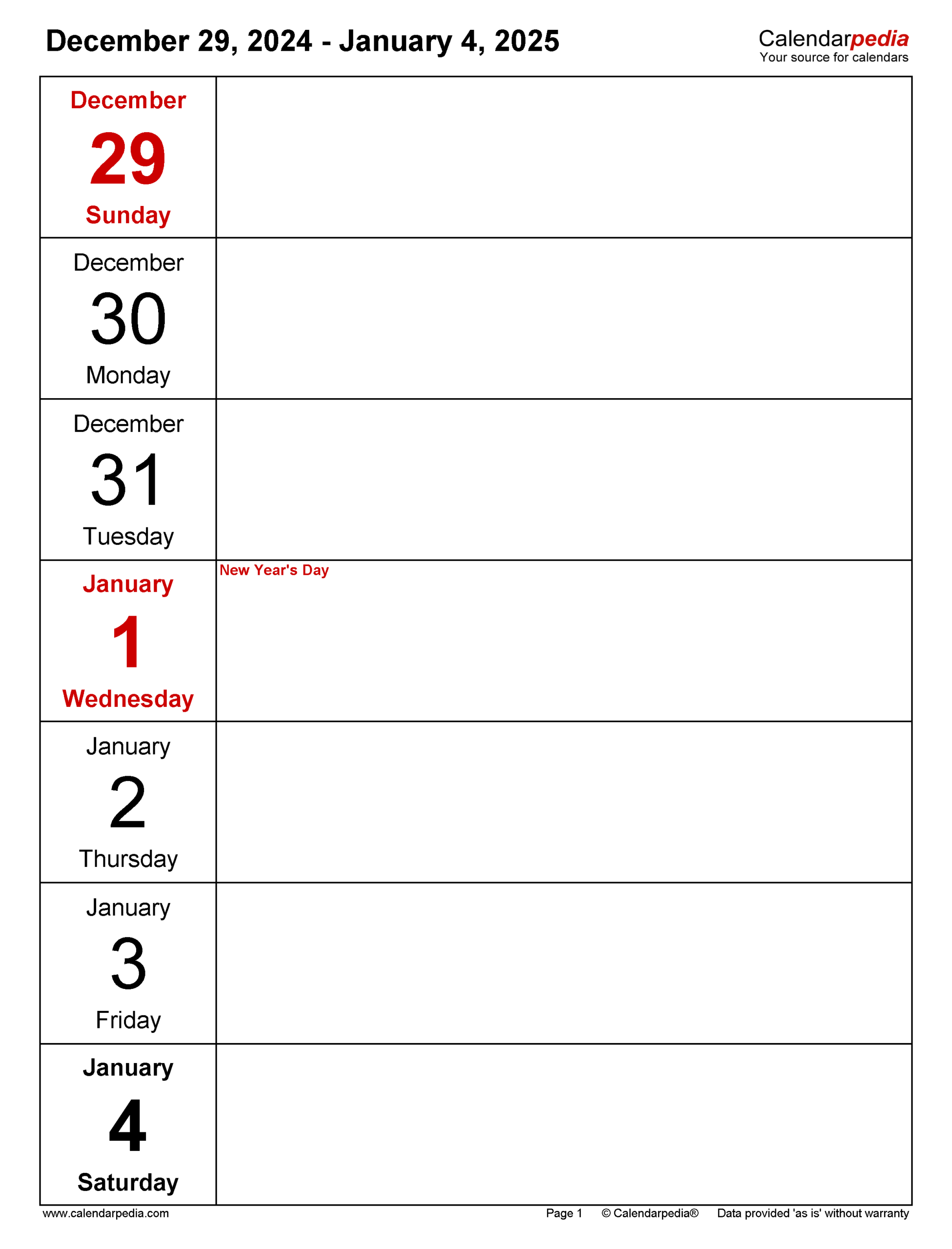 Weekly Calendars 2025 For PDF 12 Free Printable Templates