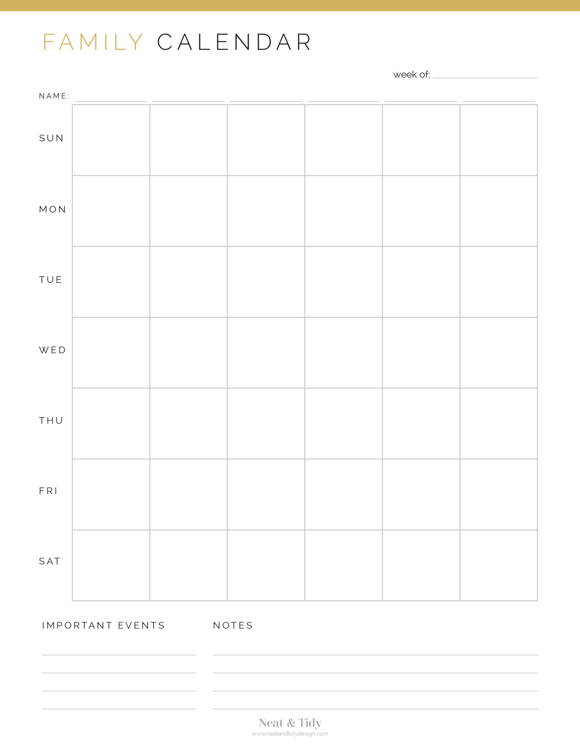 Printable Weekly Calendar Free