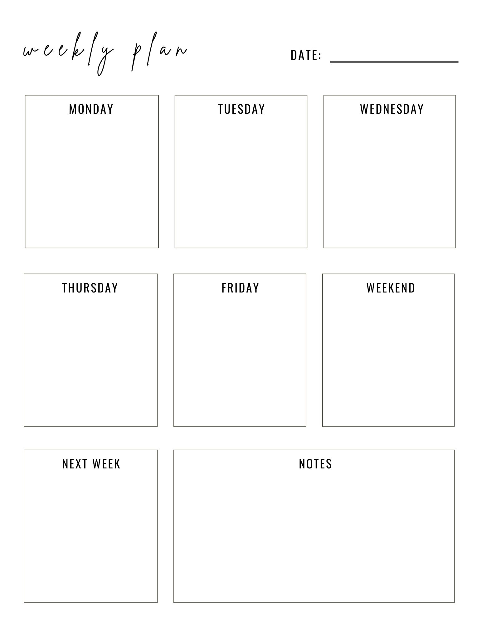 Free Printable Weekly Calendar Cute