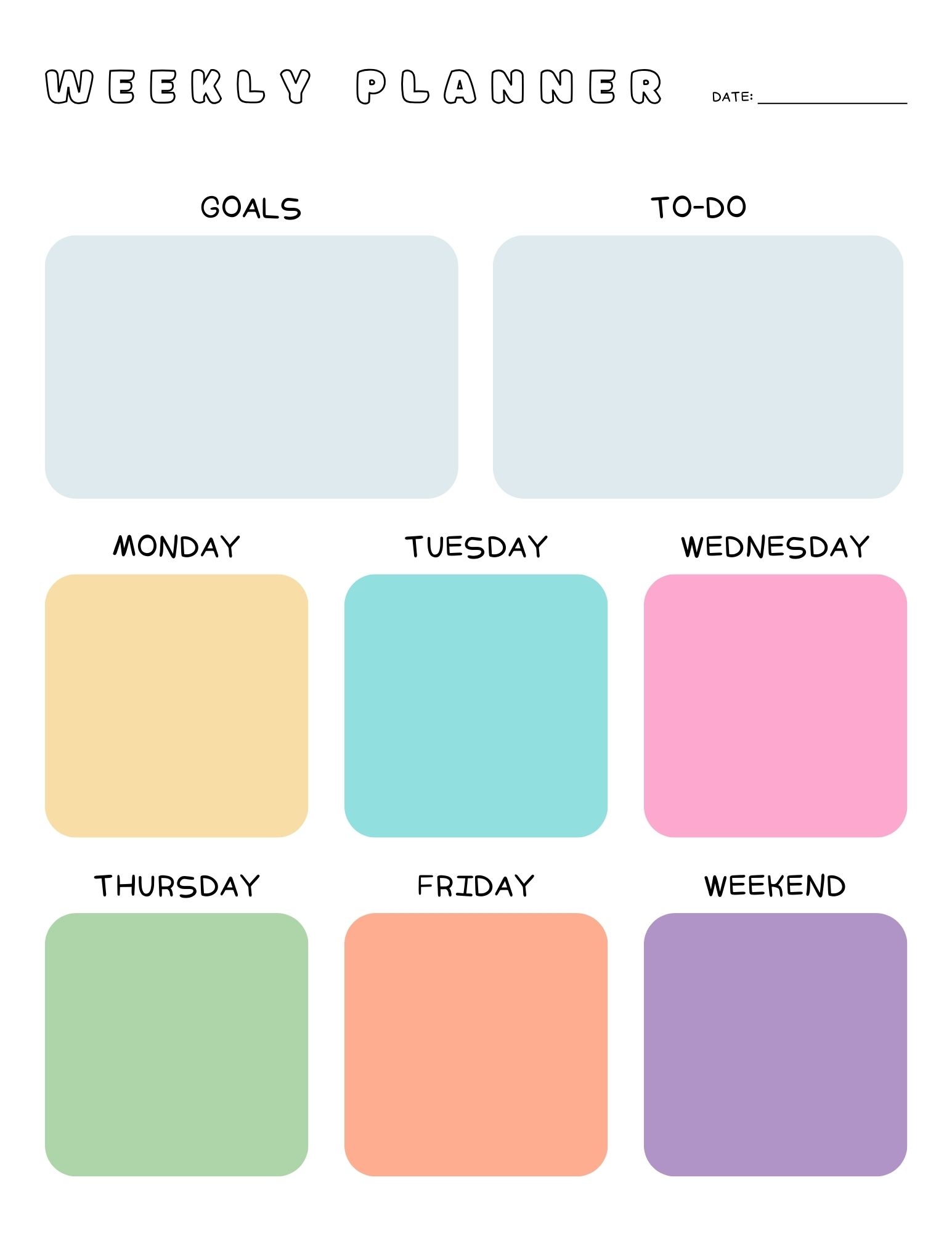 Free Printable One Week Calendar