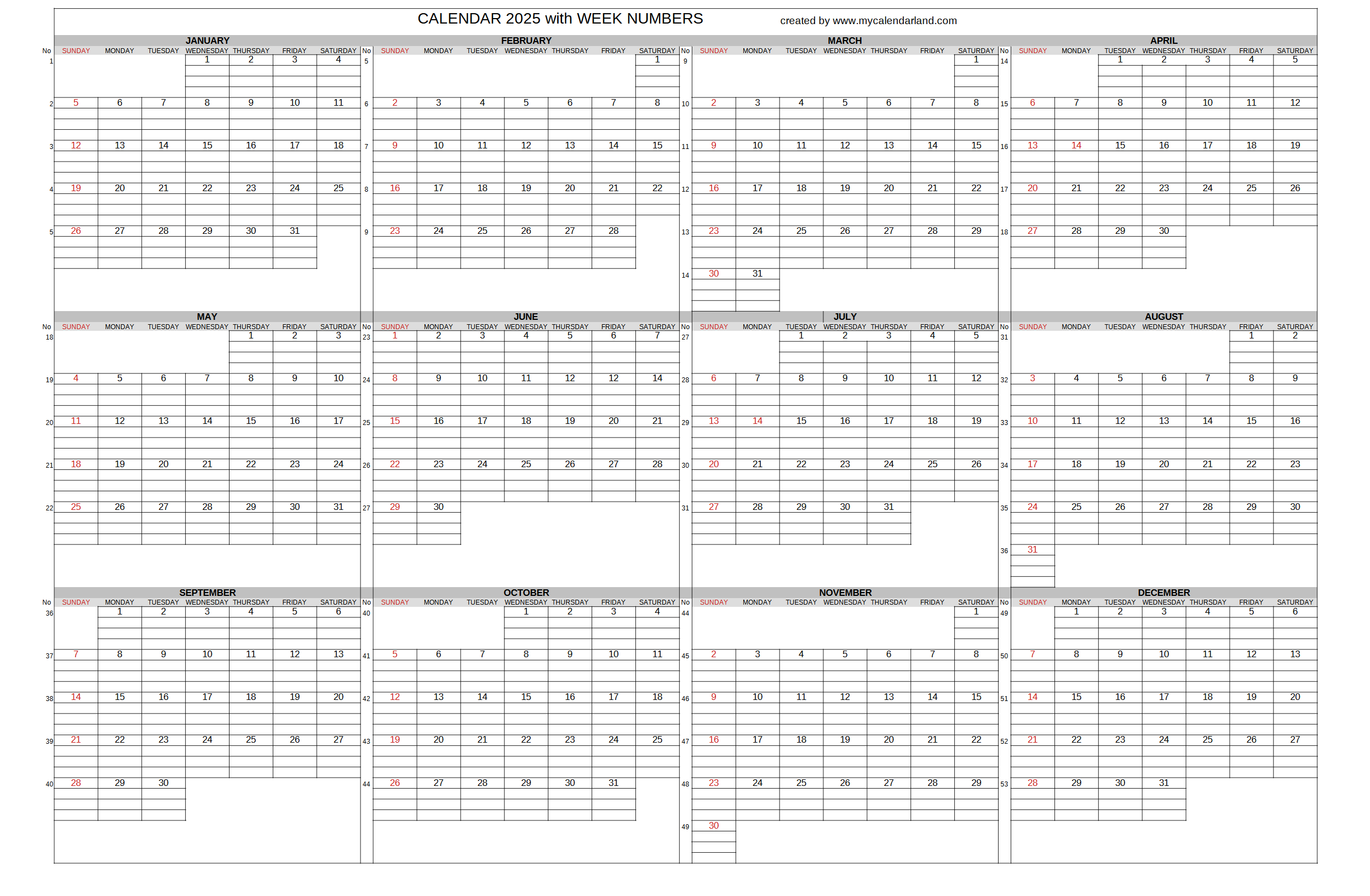 Yearly Printable Calendars For Free My Calendar Land