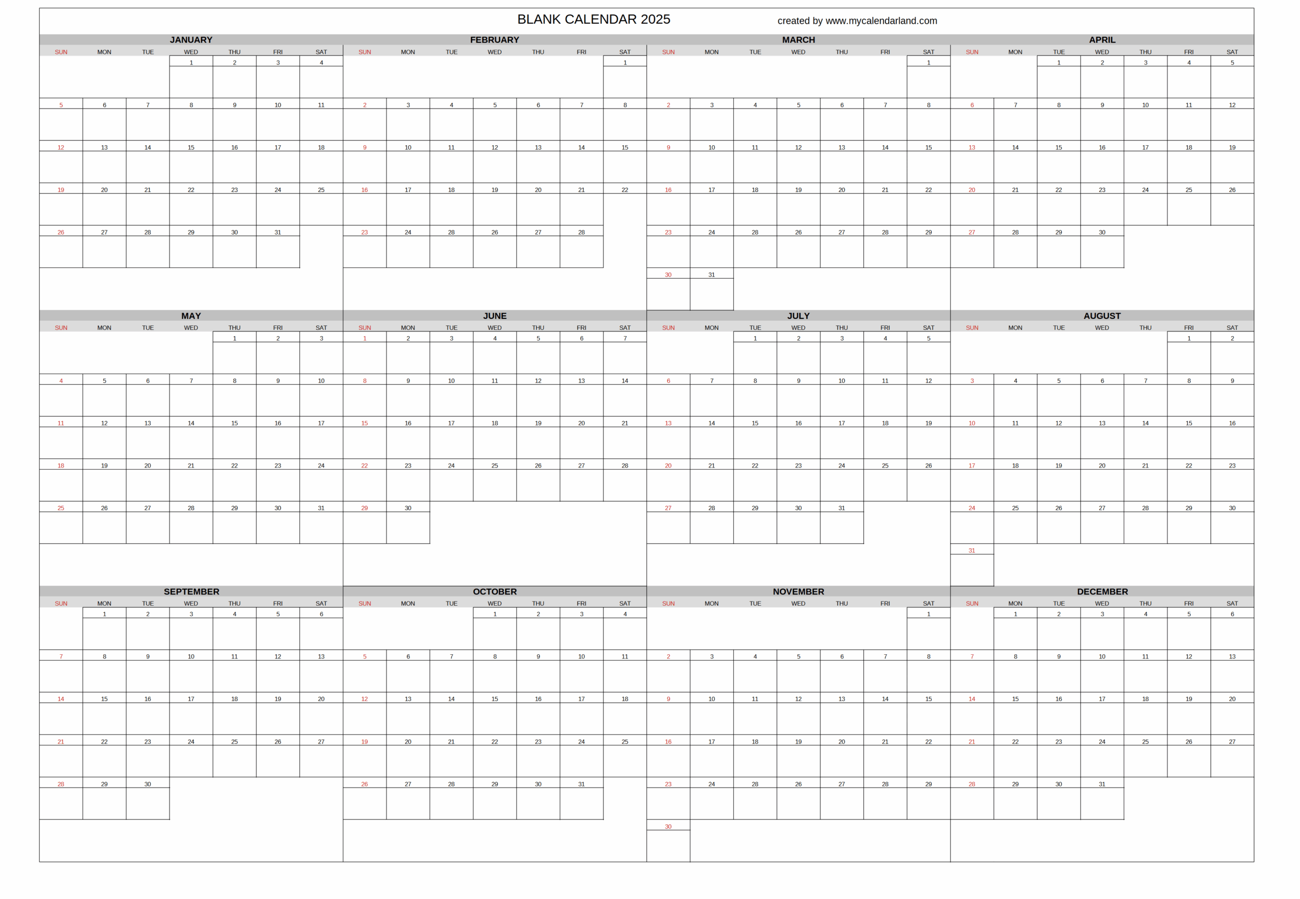 Yearly Printable Calendars For Free My Calendar Land